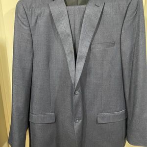 Men’s Vis Roma, Two Button Suit, Blue Windowpane 46L / 41W